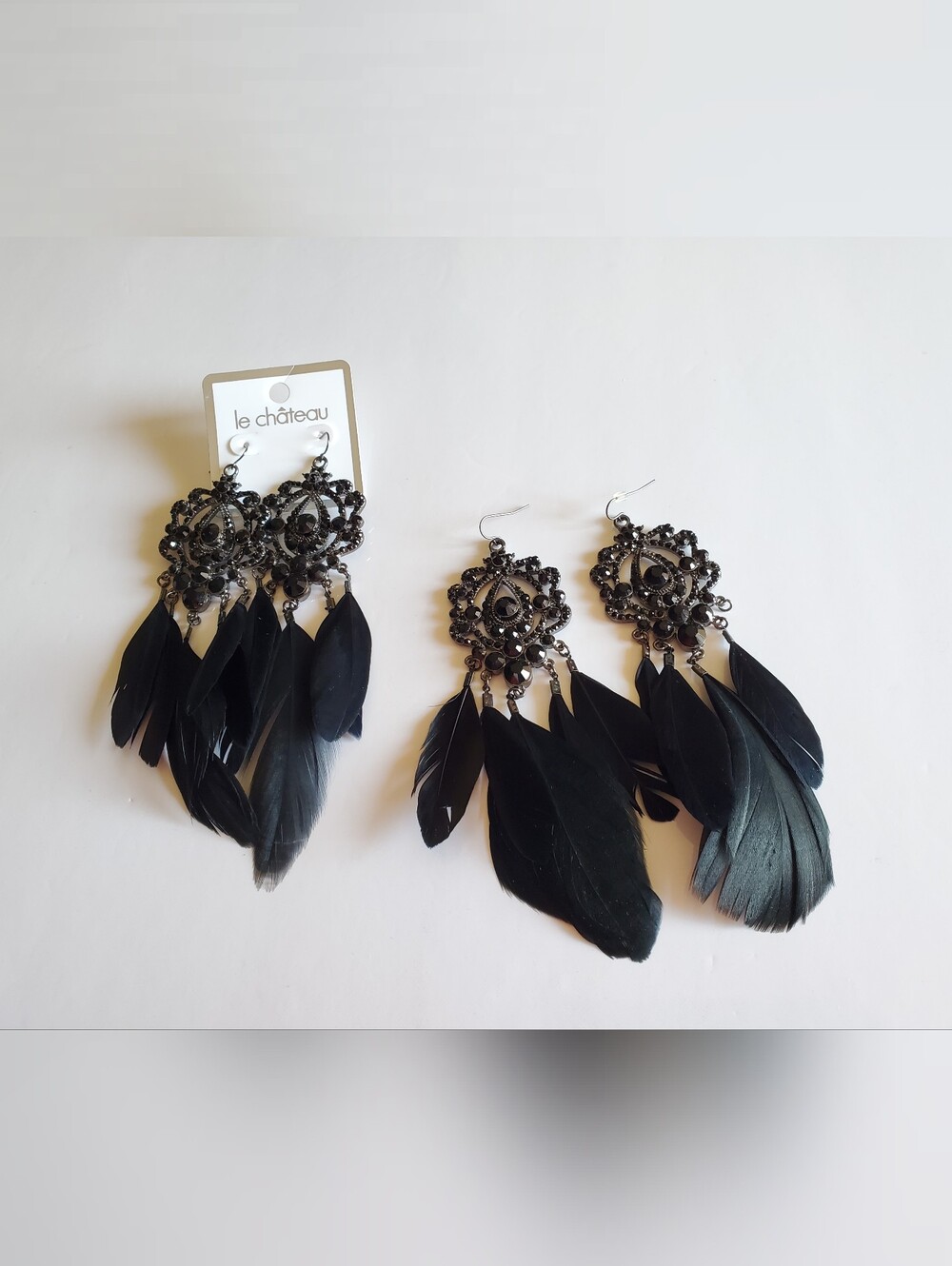 Black Feathers Dangle Earrings